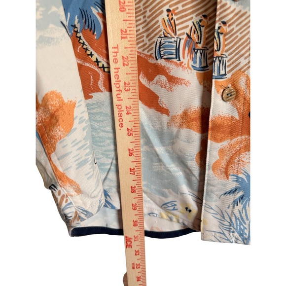 Caribbean Sz L Tropical Print Hawaiin Button Down Shirt Vacation Beach - Picture 6 of 10
